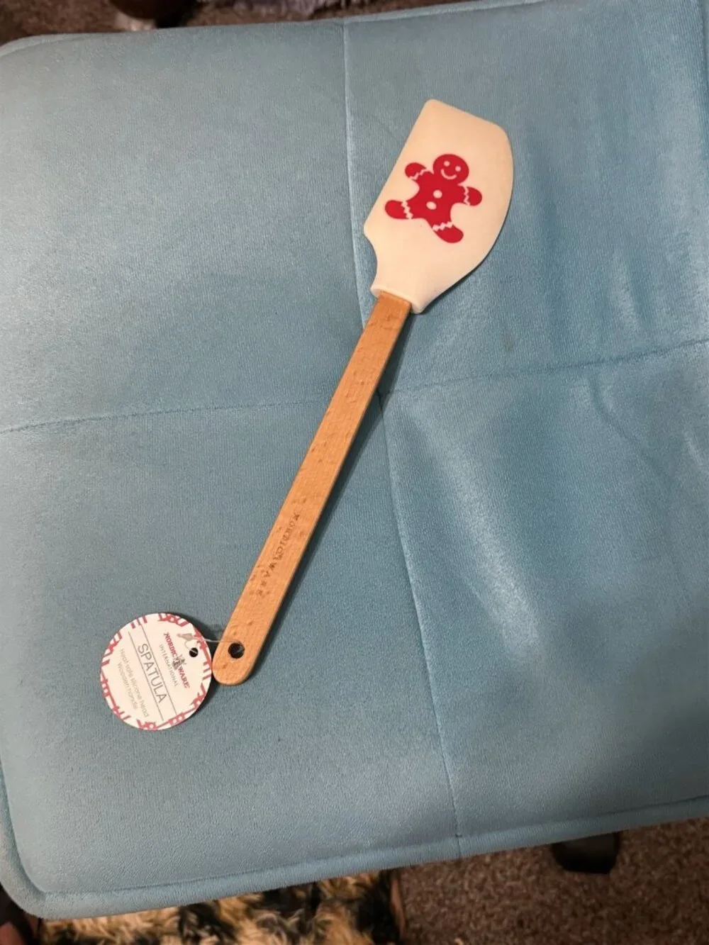 Nordic Ware Gingerbread Man Wood Handle Silicone Spatula Baking New With Tag
